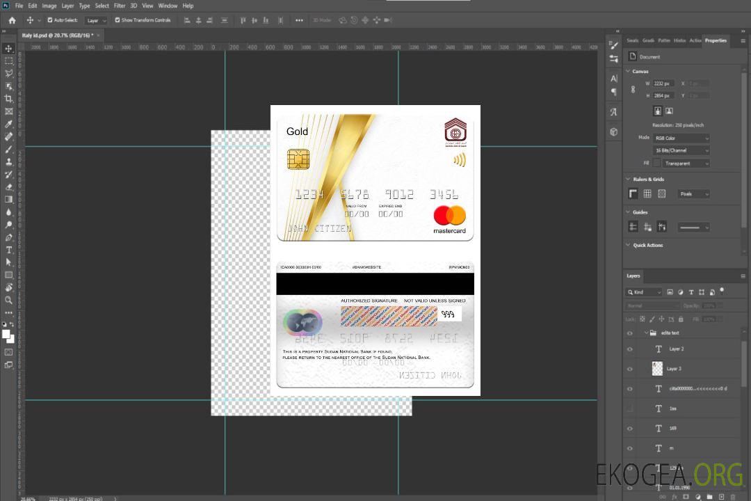 Carte Mastercard Or de la Banque Nationale du Soudan template Carte Mastercard Or de la Banque Nationale du Soudan template